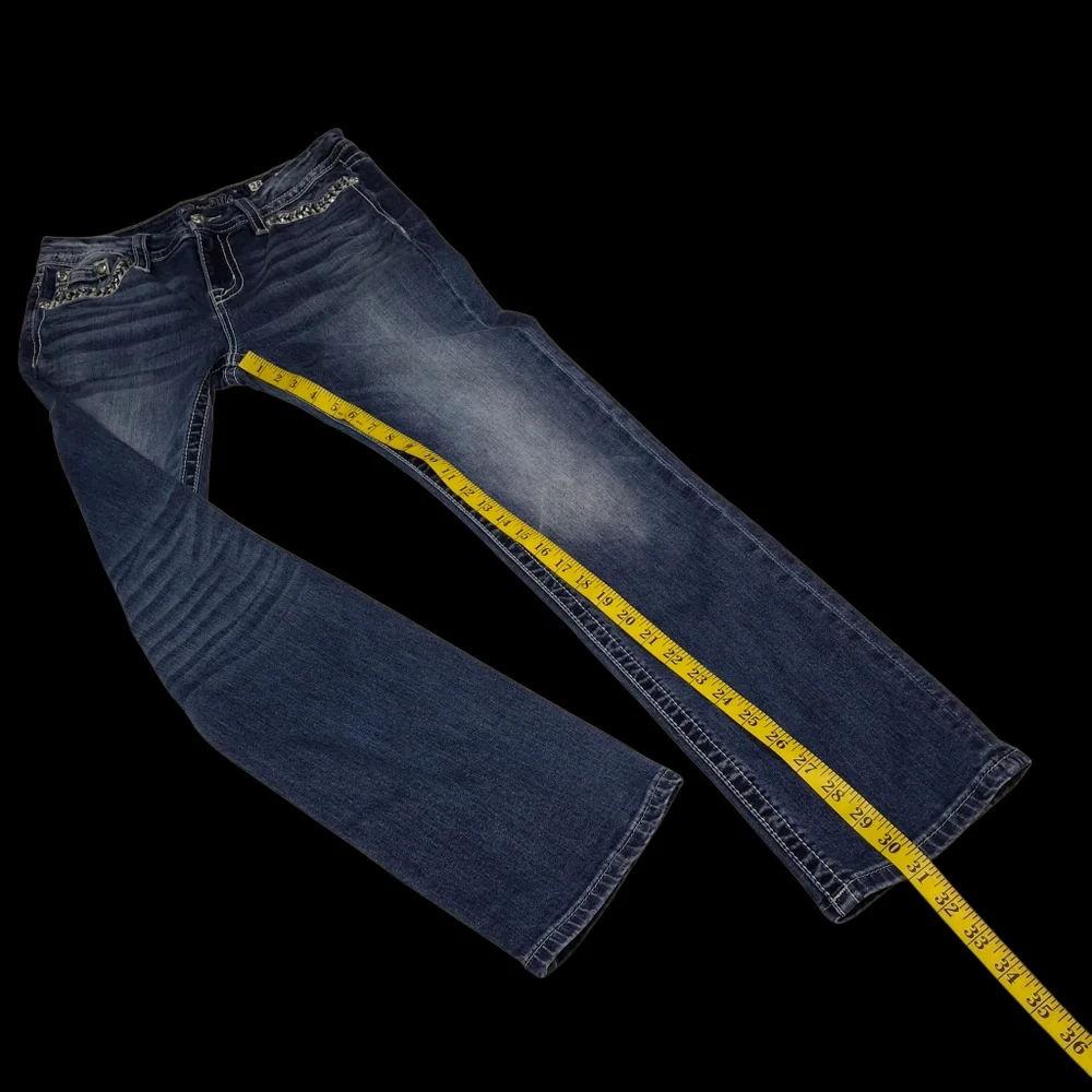 Miss Me Easy Straight Embellished Mid-Rise Blue Jeans Women Size 28 - Picture 13 of 16